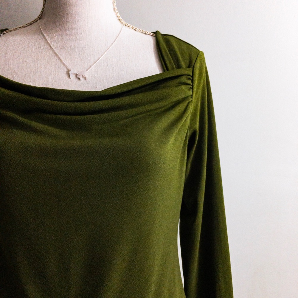 Banana Republic Drape Neck Green Top Blouse